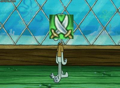Squidward With Two Swords On Head GIF