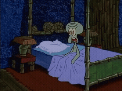 Squidward Yawning In Bed GIF