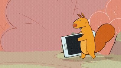 Squirrel And Green Duck Carrying Phone GIF