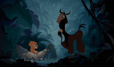 Squirrel And Llama In Dark Forest GIF