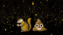 Squirrel And Poop Emoji With Shining Lights