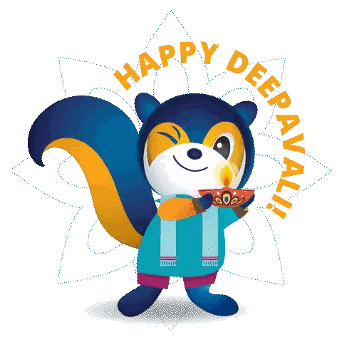 Squirrel Holding Lamp Happy Deepavali Sticker