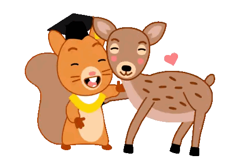 Squirrel In Graduation Cap Hugging Deer Sticker
