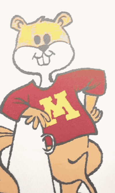 Squirrel In Red Shirt With Letter M GIF