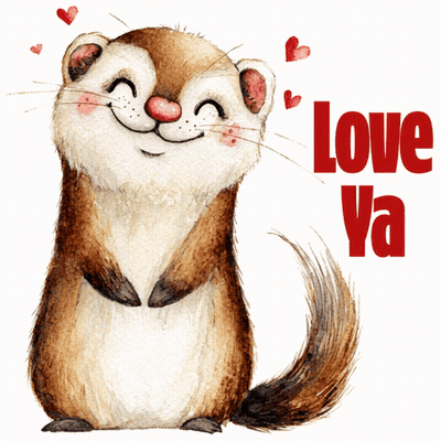 Squirrel With Hearts Saying Love Ya GIF