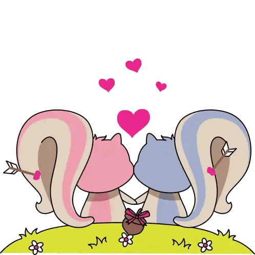 Squirrels In Love With Hearts Sticker