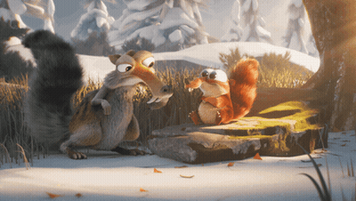 Squirrels Standing In Snow GIF