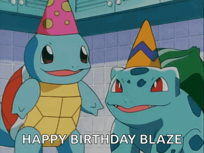 Squirtle And Bulbasaur Party Hats Happy Birthday Blaze GIF