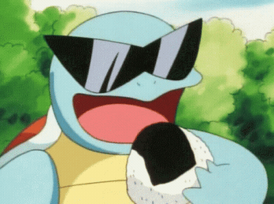 Squirtle Pokemon Wearing Sunglasses Holding Food GIF