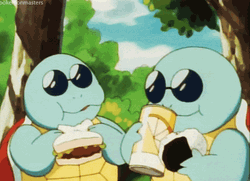 Squirtle Squad Eating Chugging Drinking GIF