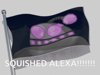 Squished Alexa Flag With Purple UFO GIF