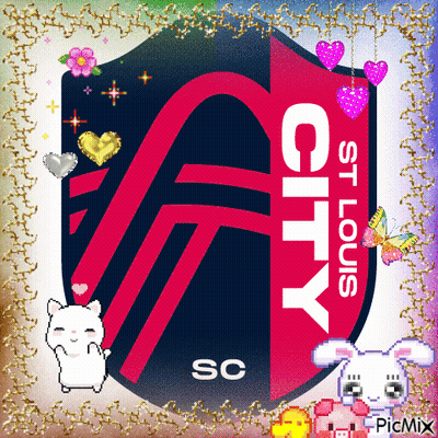 St. Louis City Logo Surrounded By Hearts And Flowers GIF