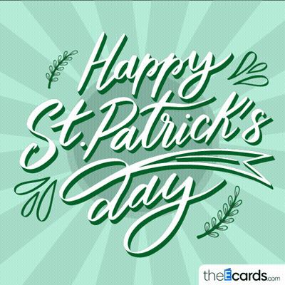St. Patrick's Day Greeting Card Green And White Lettering GIF