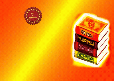 Stack Of Books With Rig Veda Title GIF