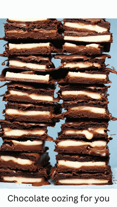Stack Of Brownies Chocolate Oozing For You GIF
