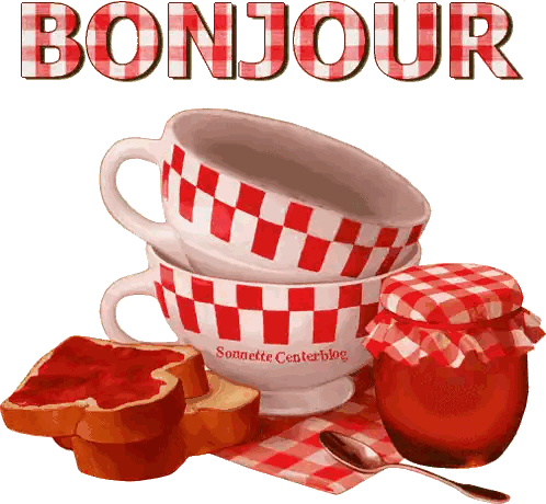 Stack Of Coffee Cups With Bonjour Sticker