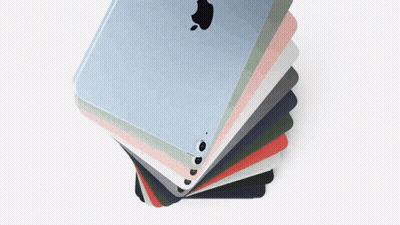 Stack Of IPads In Different Colors GIF