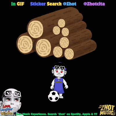 Stack Of Logs Next To Soccer Ball GIF