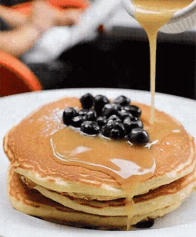 Stack Of Pancakes With Blueberries And Syrup GIF
