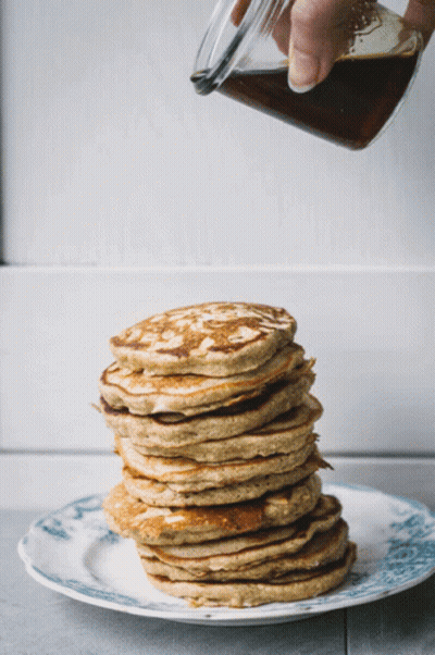 Stack Of Pancakes With Syrup Being Poured GIF