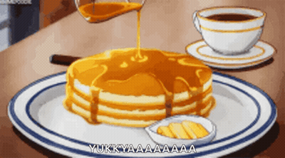 Stack Of Pancakes With Syrup Being Poured GIF