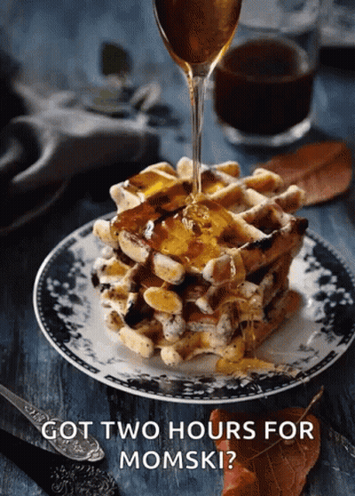 Stack Of Waffles With Syrup Being Poured GIF
