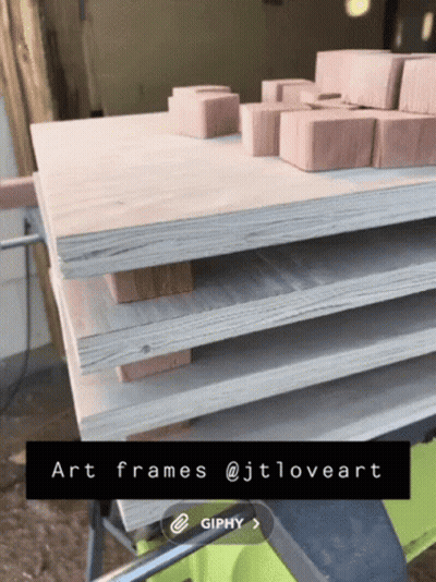 Stack Of Wooden Boards Saying Art Frames GIF