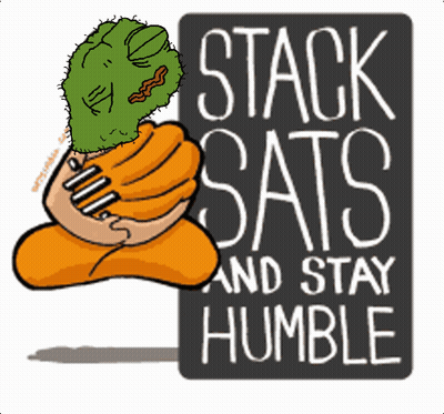 Stack Sats And Stay Humble Sign With Hand Holding Cactus GIF