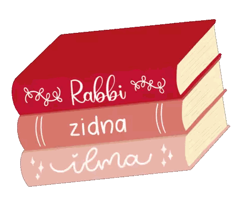 Stacked Books With Rabbi Title Sticker
