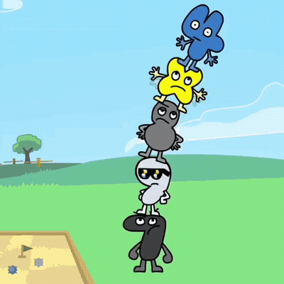 Stacked Cartoon Characters In Field GIF