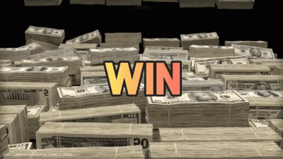 Stacks Of Money With Win In Orange GIF
