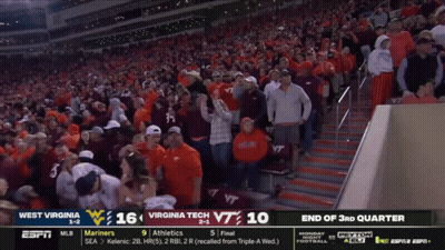 Stadium Full Of Fans Watching West Virginia Vs Virginia Tech On ESPN GIF