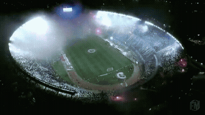 Stadium Night Aerial View FM Logo GIF