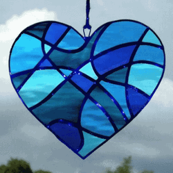 Stained Glass Blue Heart GIF