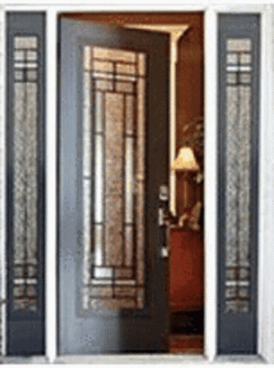 Stained Glass Door Open to Living Room