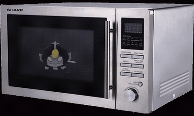 Stainless Steel Microwave With Cartoon Character GIF
