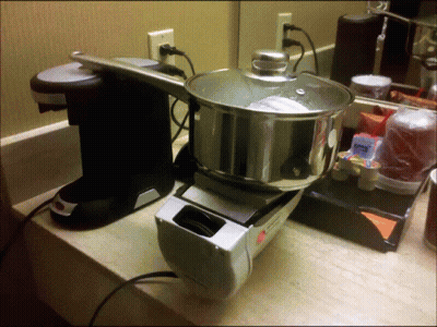 Stainless Steel Pot On Toaster GIF
