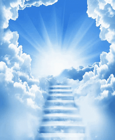 Staircase To Bright Light In Clouds GIF