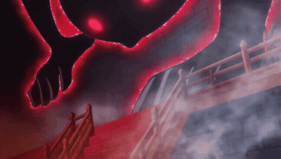 Staircase With Red Ceiling Light GIF