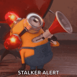 Stalking Adorable Minion Megaphone GIF