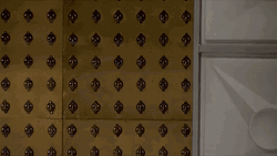 Stalking Lady Creeping Behind Wall GIF