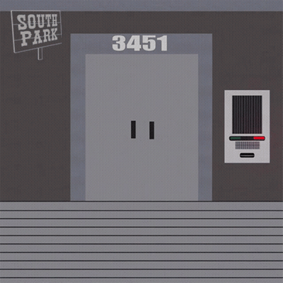 Stan And Butters From South Park Are Standing In Front Of A Sign That Says 3451 GIF