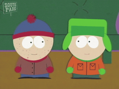 Stan And Kyle From South Park Are Standing Next To Each Other GIF