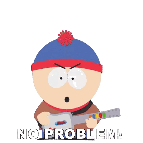 Stan Marsh From South Park Is Holding A Guitar With The Words No Problem Written Below Him Sticker
