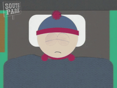 Stan Marsh From South Park Is Laying In A Bed GIF