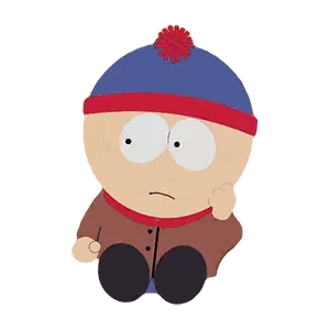 Stan Marsh From South Park Is Sitting Down With His Hand Up Sticker