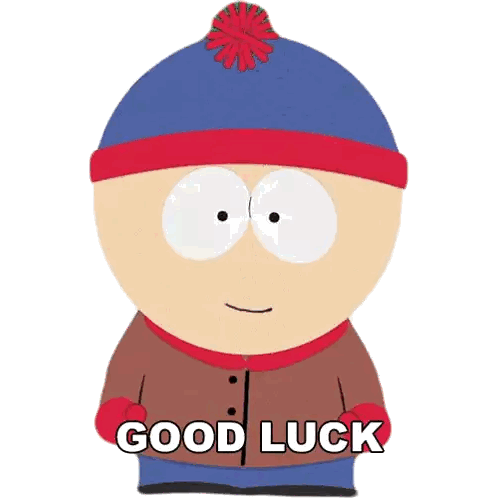 Stan Marsh From South Park Says " Good Luck " With His Tongue Out Sticker