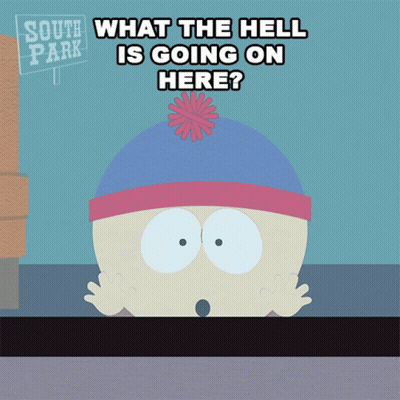 Stan Marsh From South Park Says " What The Hell Is Going On Here ? " GIF