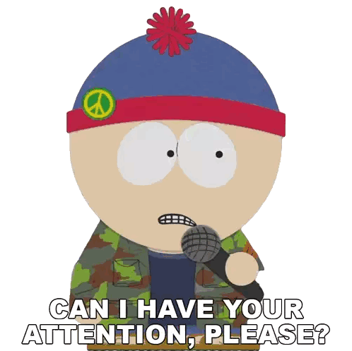 Stan Marsh Holding Microphone Asking Attention Sticker