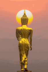 Standing Golden Buddha Back Side GIF